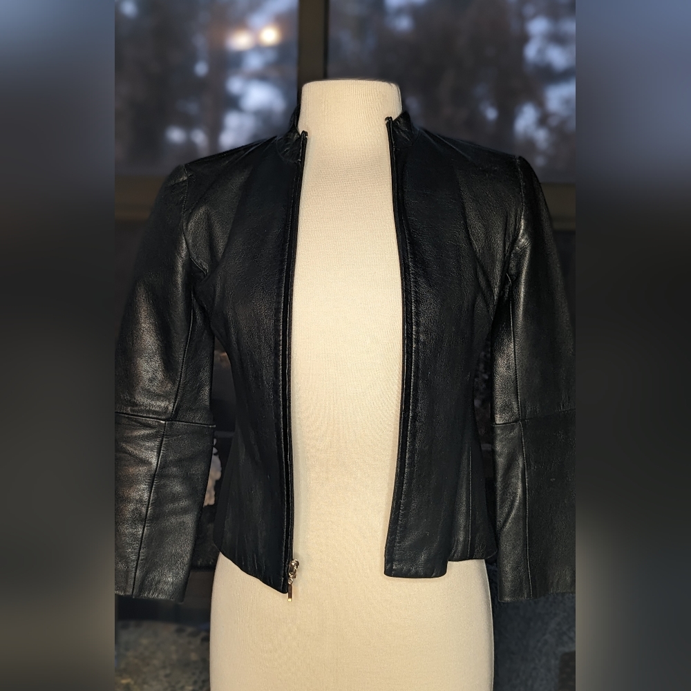 Black BCBG leather jacket Size 2